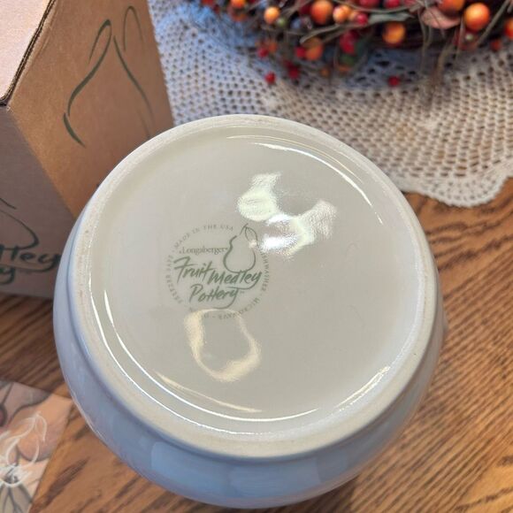 Longaberger Fruit Medley Pottery Pitcher - White with Multicolor Design NIB - Picture 4 of 5